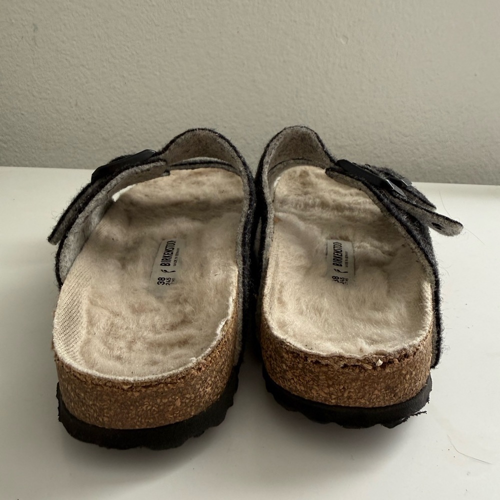 Birkenstock Arizona women size 7 Gray Felt Double-Buckle Slide Sandals - Picture 6 of 8